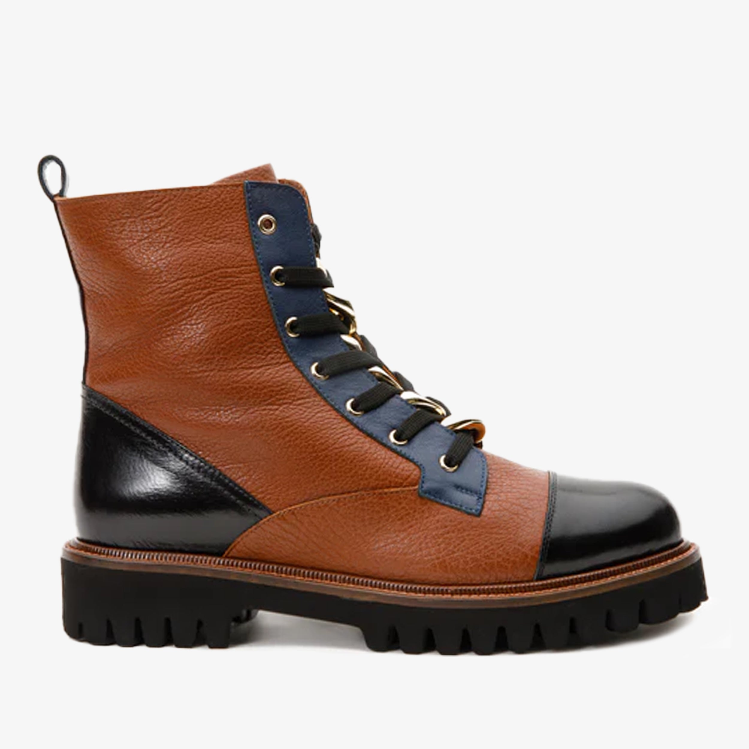 The Belgrad Brown Leather Lace-Up Ankle Women Boot With a Side Zipper Final Sale!