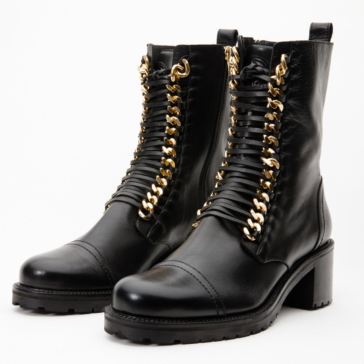 Vinci Leather The Tuna Black Leather Mid Calf Women Boot – product view 3