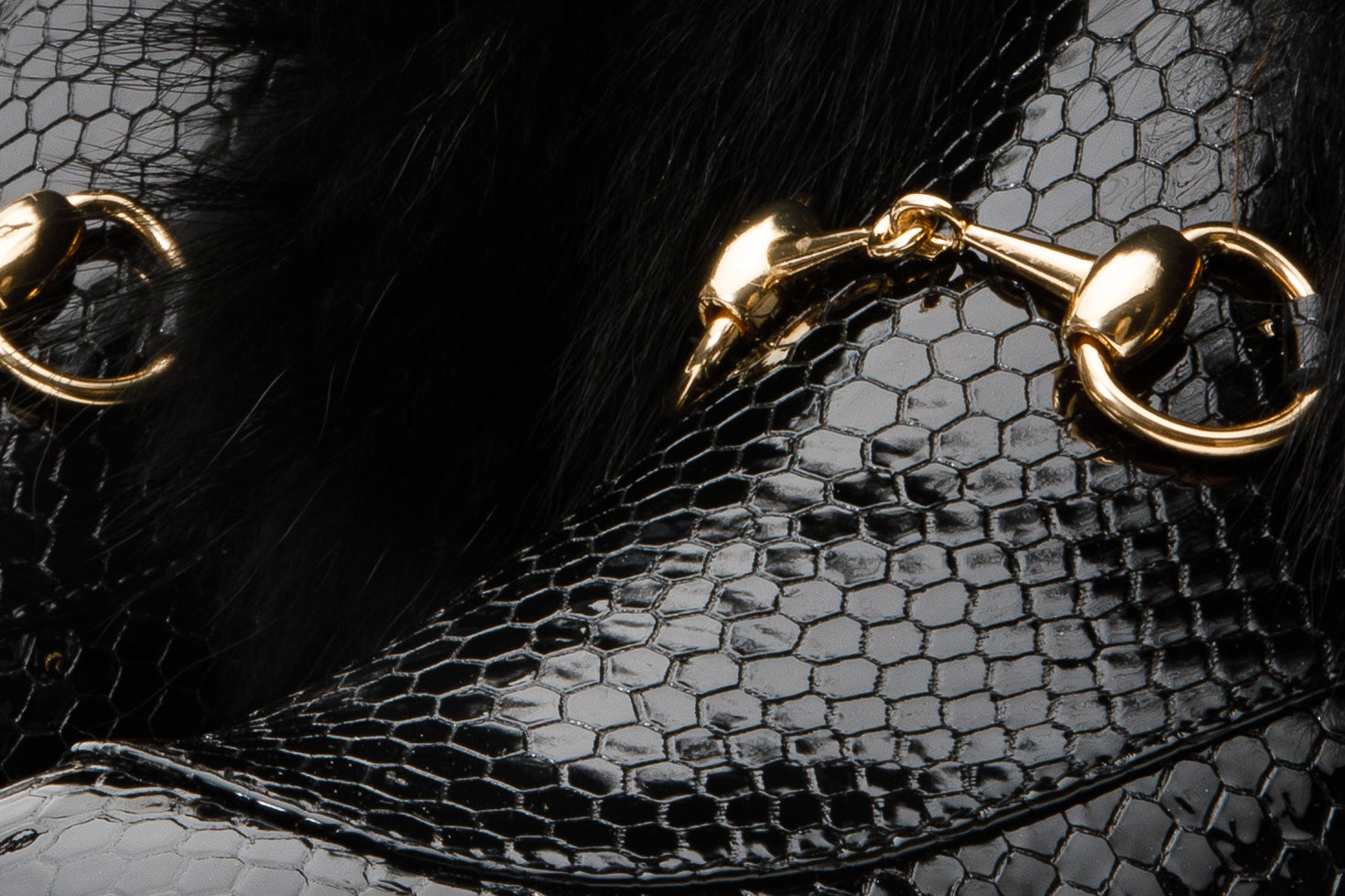The Izmir Black Patent Leather Natural Fur Mid Calf Women Boot