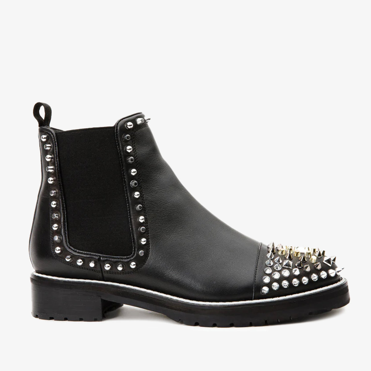 Vinci Leather The Vuvulane Black Spike Leather Ankle Women Boot – product view 1