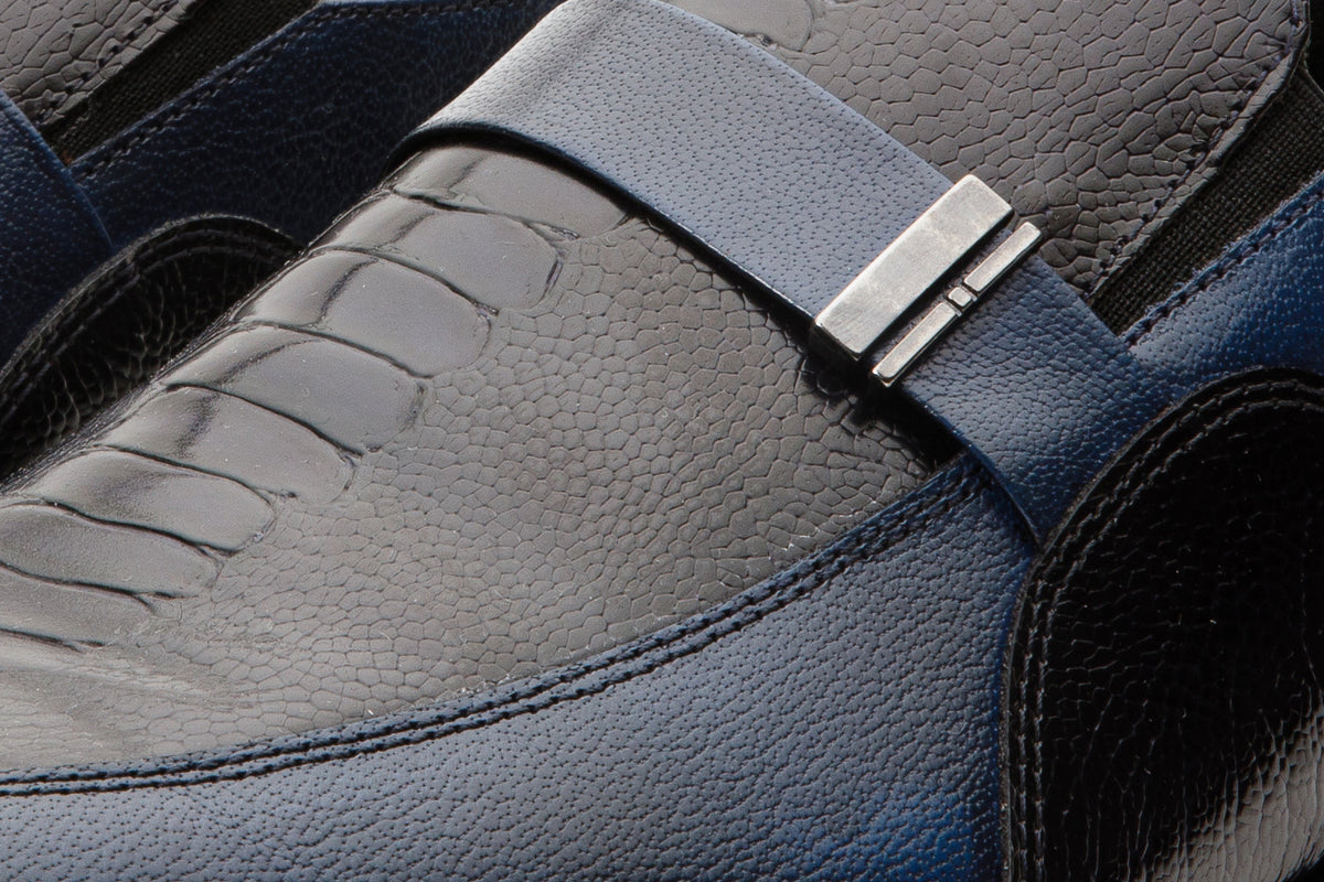 Vinci Leather The Kazablanka Navy Leather Bit Loafer Men Shoe – product view 6