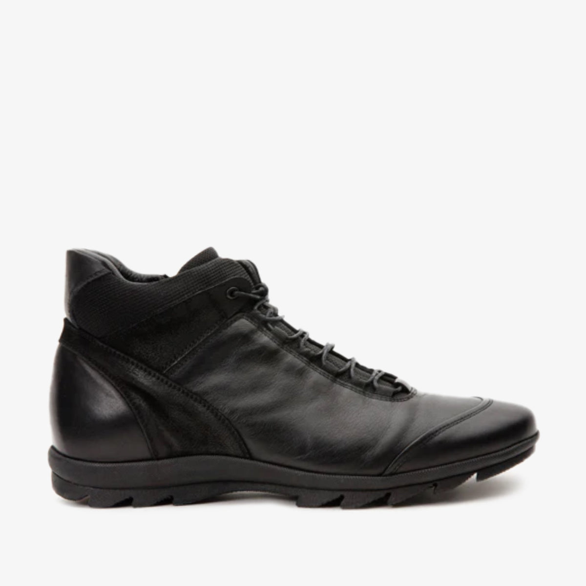 Vinci Leather The Houston Leather Black Lace-Up Casual Men Boot with a Zipper – product view 1
