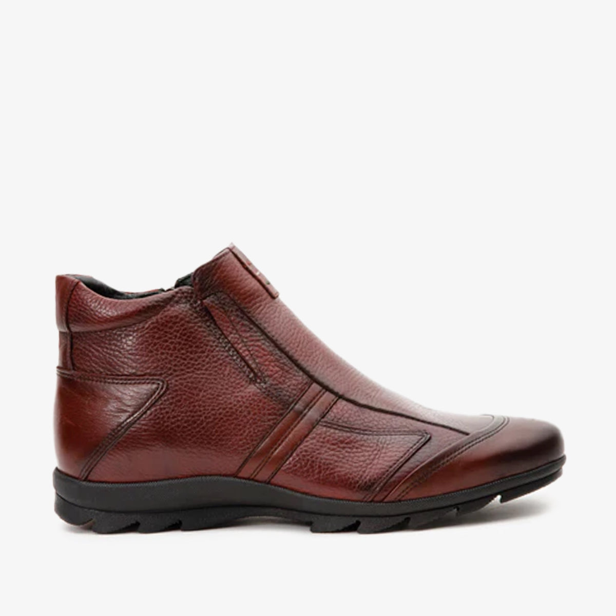 Vinci Leather The Montreal Burgundy Leather Casual Zip-Up Ankle Men Boot – product view 1