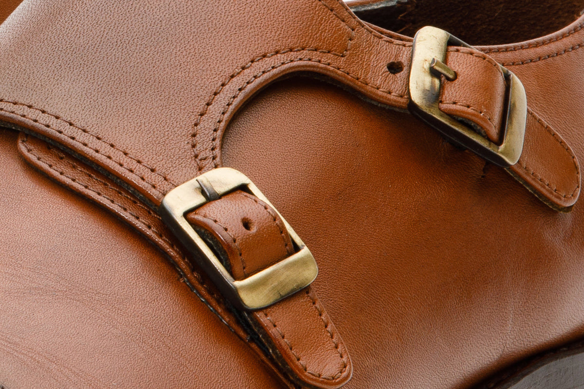 Vinci Leather The Essen Brown Cap Toe Double Monk Strap Men Shoe – product view 5
