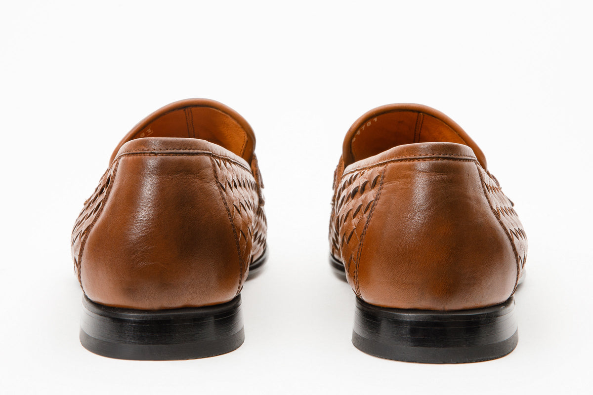 Vinci Leather The Grand Woven Leather Tan Men Shoe Penny Loafer – product view 5