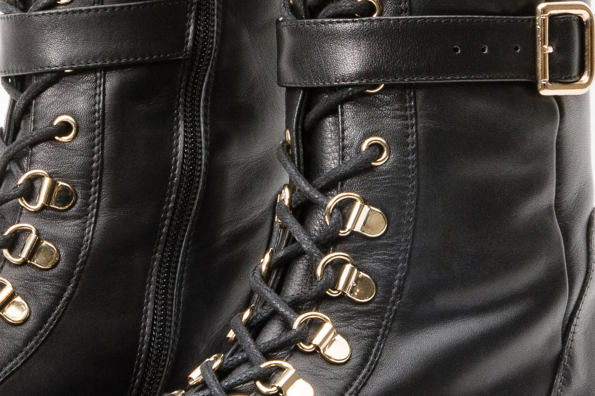 Vinci Leather The Istinye Black Leather Knee High Lace-Up Women Boot Limited Edition – product view 5