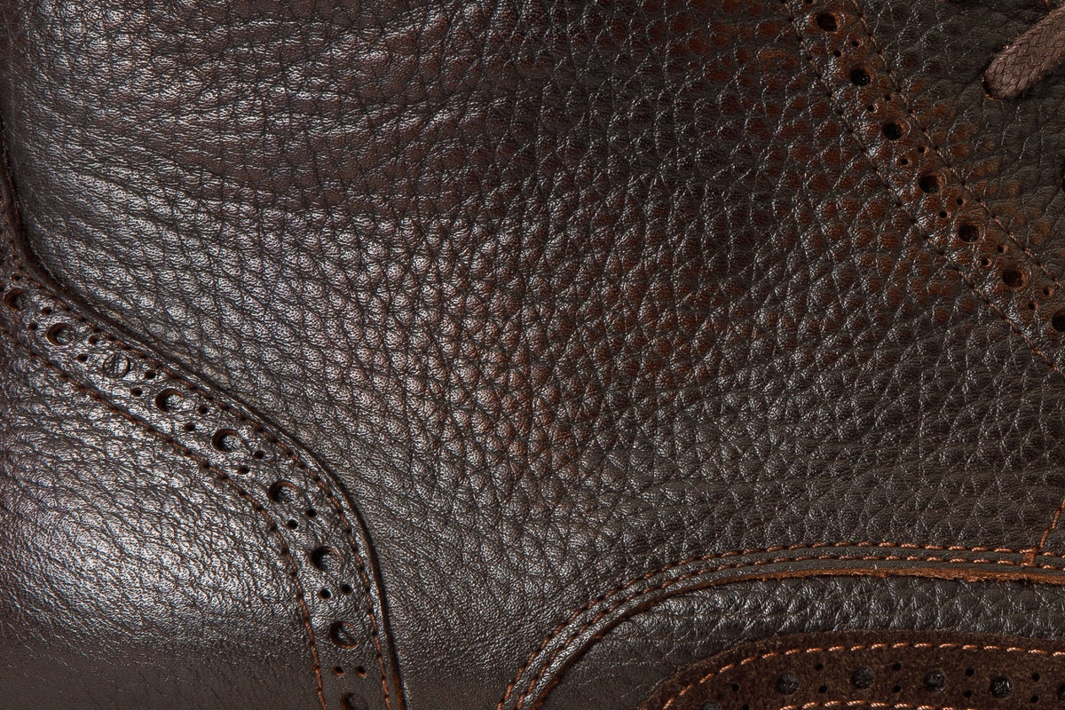 Vinci Leather The Anderson Brown Leather & Suede Brogue Lace-Up Men Boot with a Zipper – product view 6