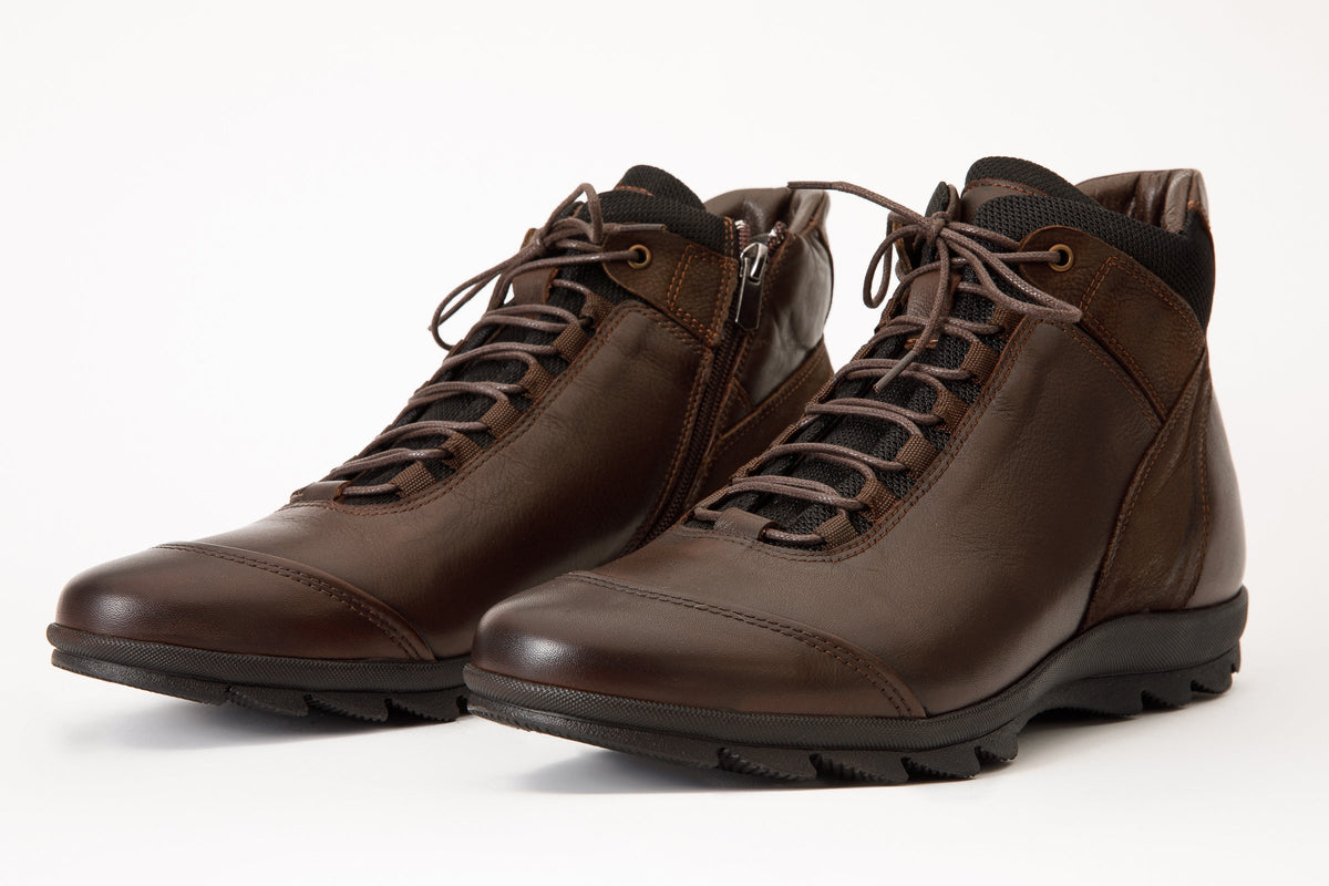 Vinci Leather The Houston Leather Brown Lace-Up Casual Men Boot with a Zipper – product view 2