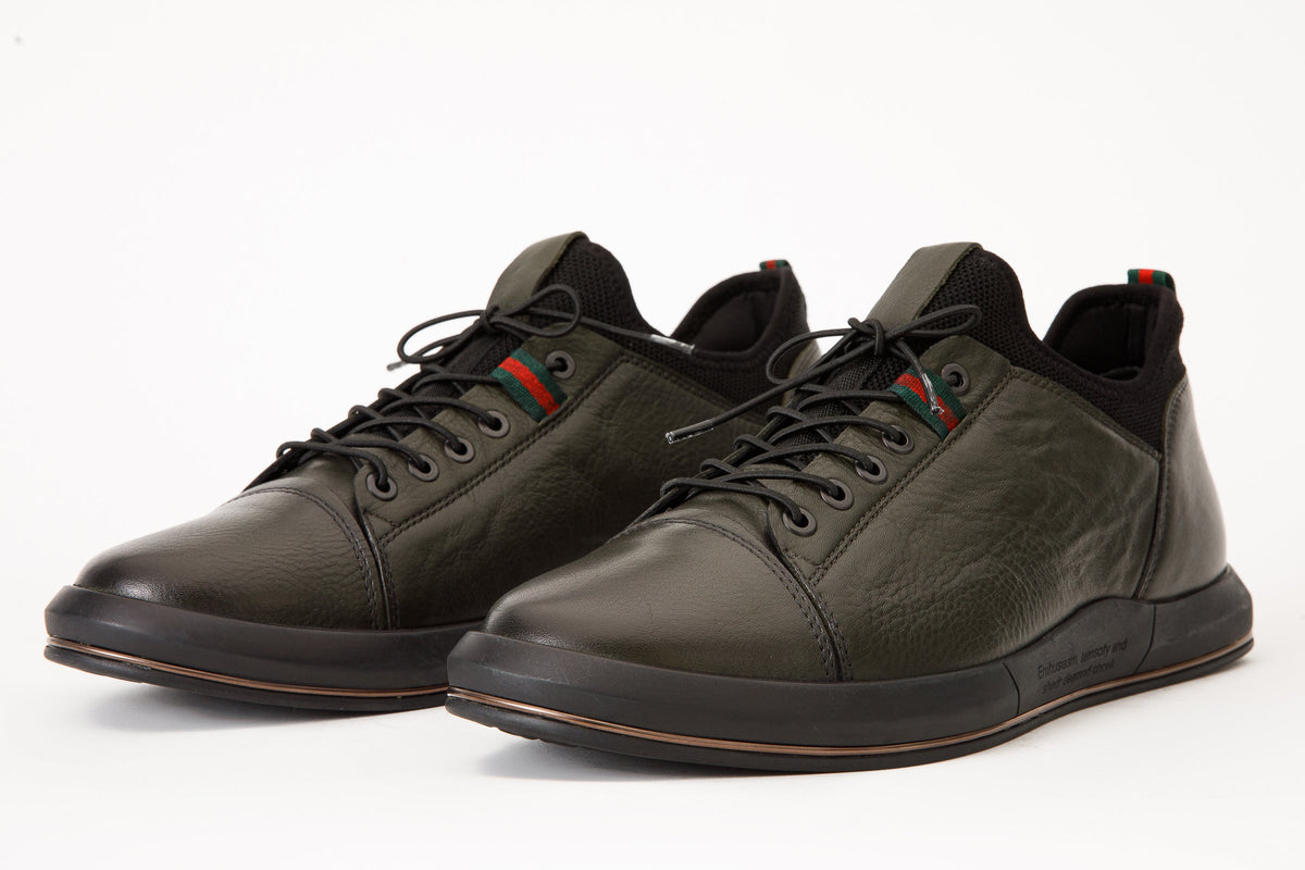 Vinci Leather The Hoxton Green Leather Men Sneaker Final Sale! – product view 2
