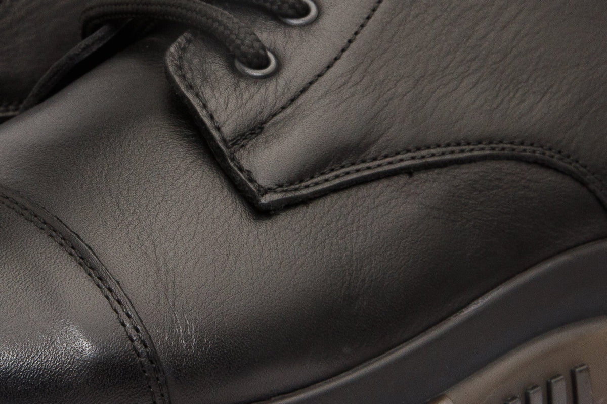 Vinci Leather The Ottova Black Leather Lace-Up Sneaker Men Boot with a Zipper – product view 3