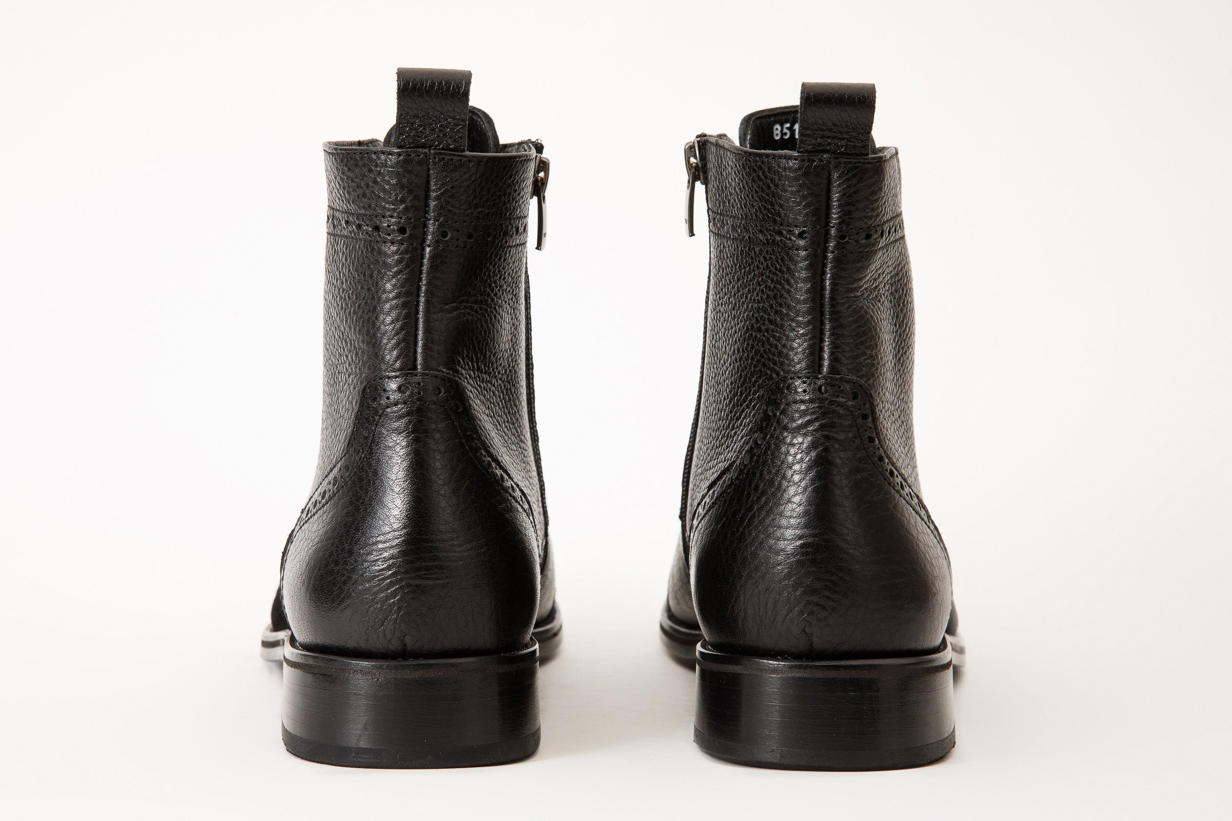 The Anderson Black Leather & Suede Brogue Lace-Up Men Boot with a Zipper