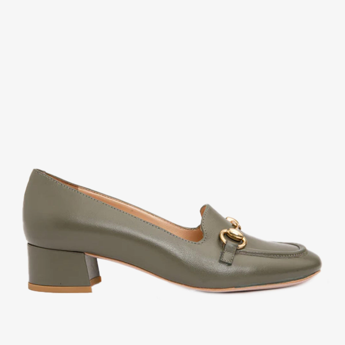 Vinci Leather The Delhi Green Leather Block Heel Pump Women Shoe – product view 1