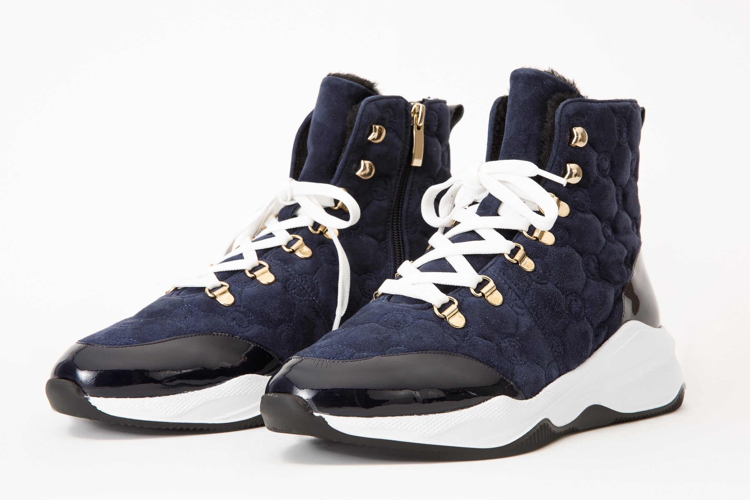 The Cambridge Navy Blue Suede Quilted Leather Ankle Women Boot Final Sale!