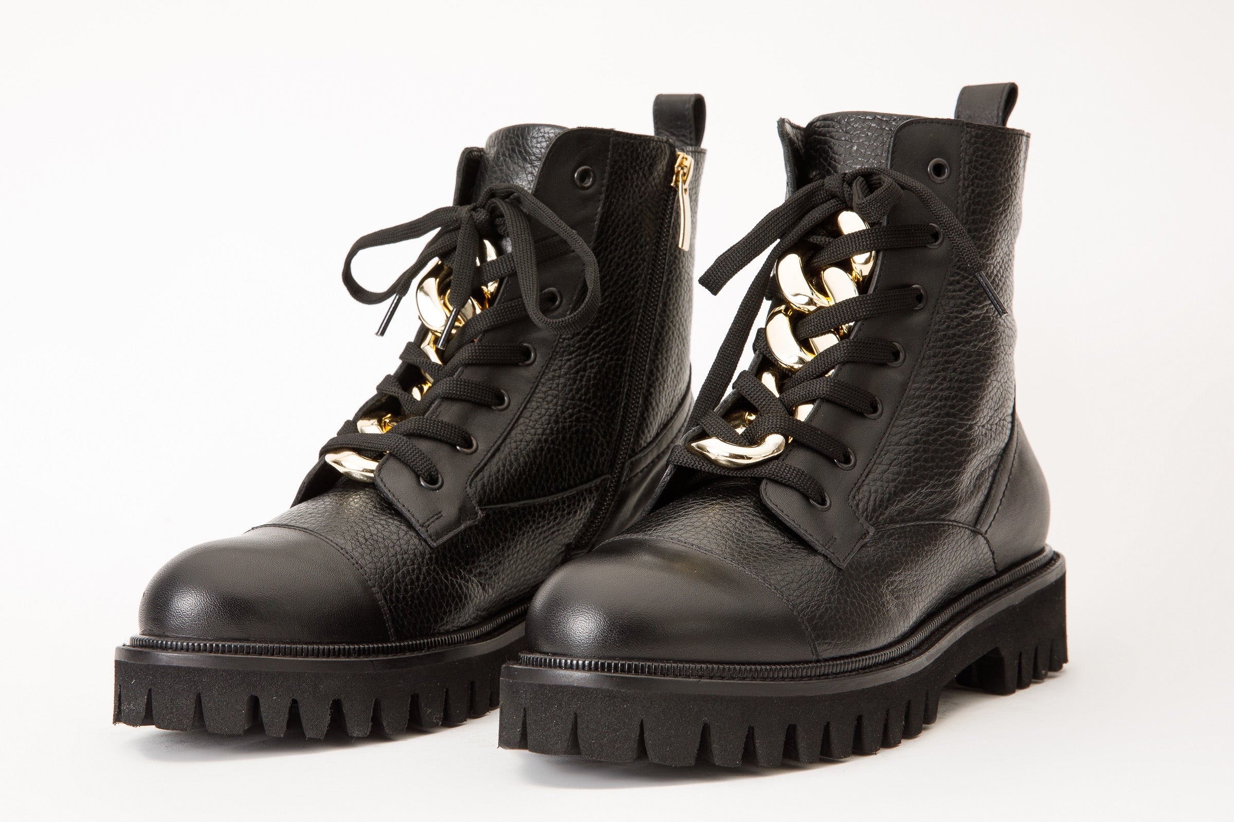 The Belgrad Black Leather Lace-Up Ankle Women Boot With a Side Zipper Final Sale!