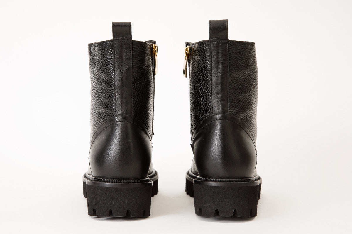 Vinci Leather The Belgrad Black Leather Lace-Up Ankle Women Boot With a Side Zipper Final Sale! – product view 4