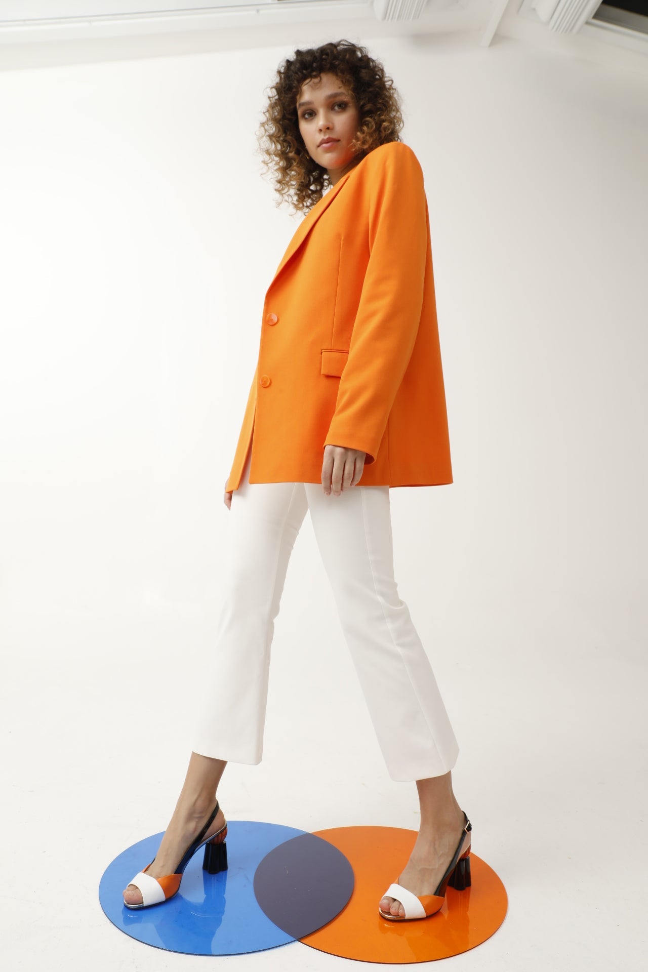The Rize White & Orange Pumpkin Heel Leather Women Sandal