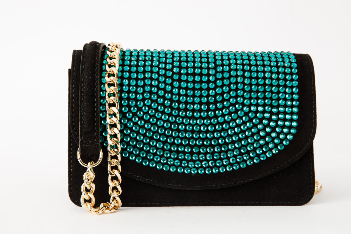 Vinci Leather The Ailano Black Leather Glitter Handbag – product view 2