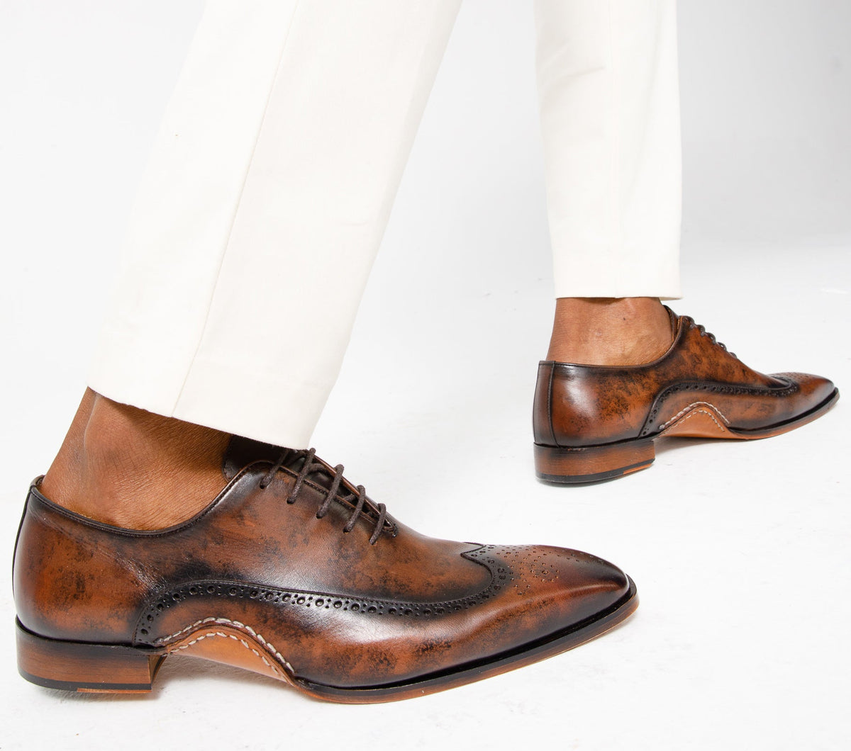 Vinci Leather The Royal Hand Craft Brown Wingtip Oxford Men Shoe – product view 15