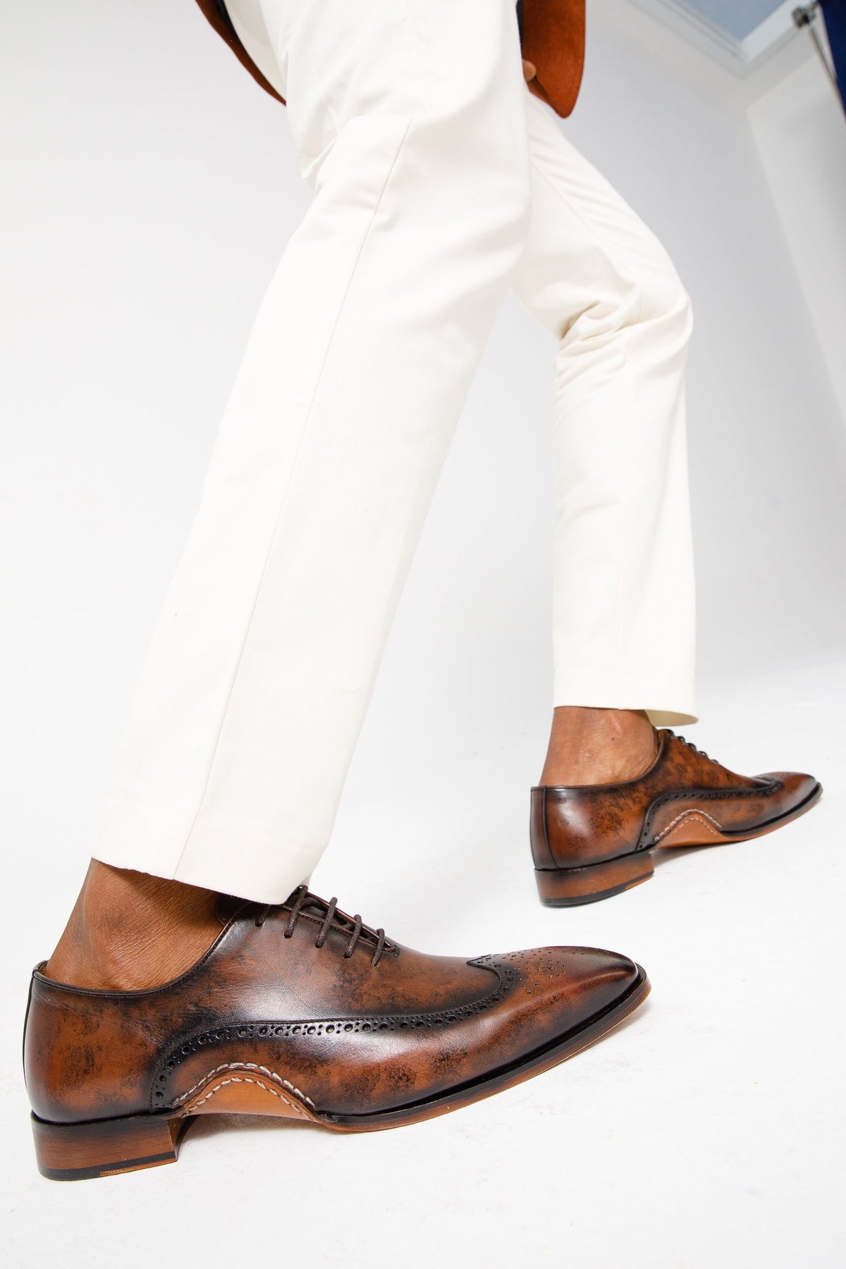 Vinci Leather The Royal Hand Craft Brown Wingtip Oxford Men Shoe – product view 16
