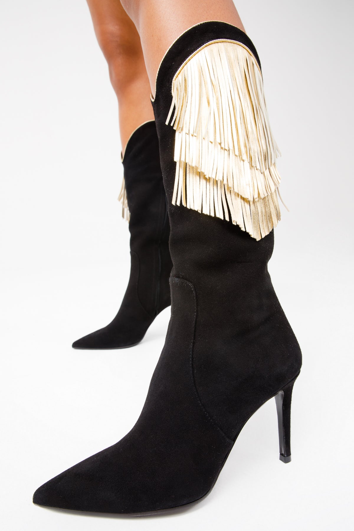 Vinci Leather The Vienna Black Suede Leather Knee High Women Boot – product view 3