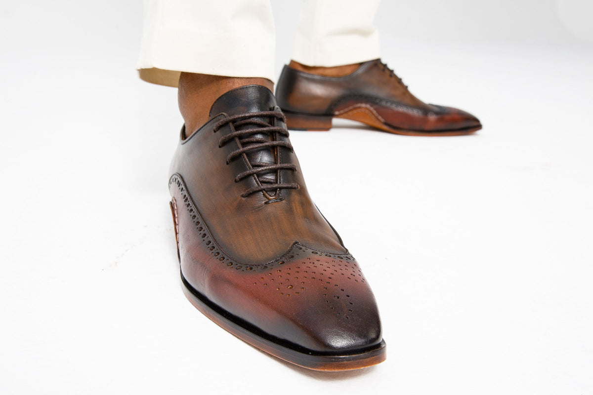 Vinci Leather The Royal Hand Craft Burgundy Wingtip Oxford Men Shoe – product view 12