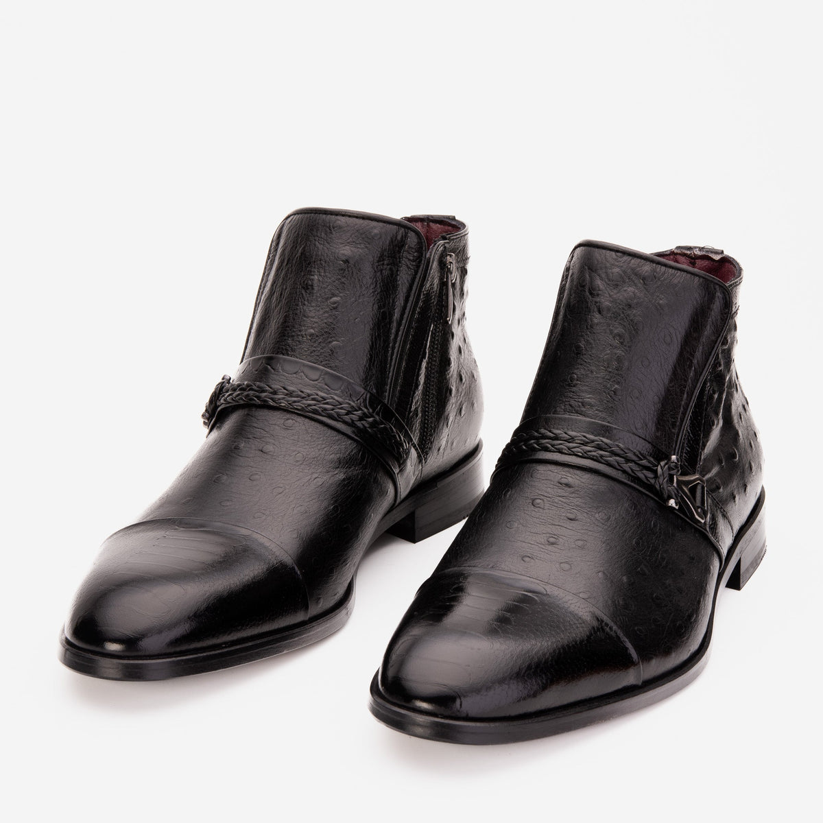 Vinci Leather The Dallas Black Leather Bit Ankle Zip-Up Dress Men Boot – product view 5