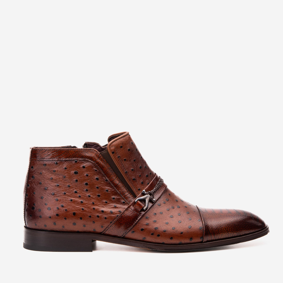 Vinci Leather The Dallas Tan Leather Bit Ankle Zip-Up Dress Men Boot – product view 1