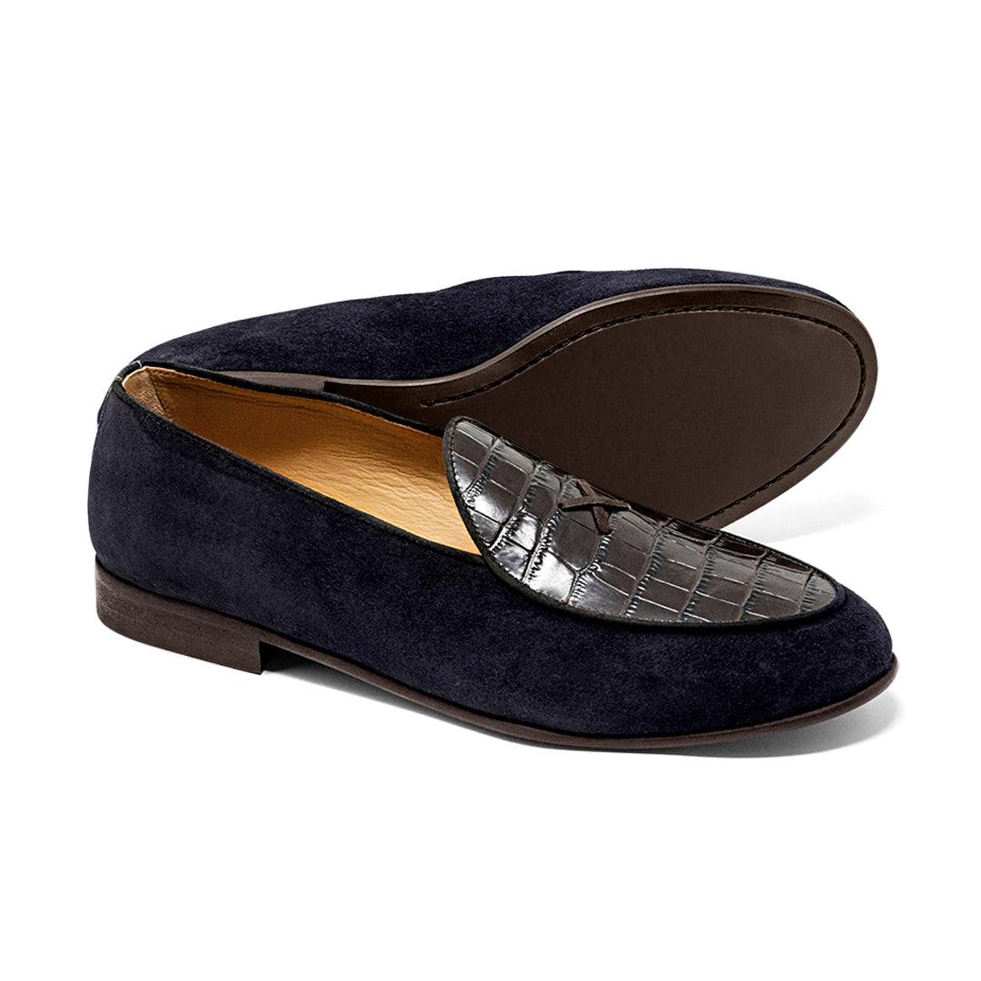 Del Toro Shoes Men's Navy Croc Milano Loafer
