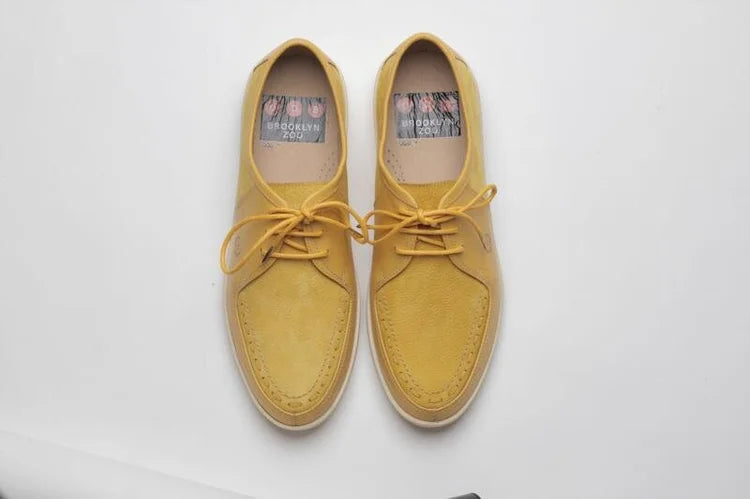 Johnny Famous Bally Style Delancey Men's Yellow Leather Low Top Sneakers