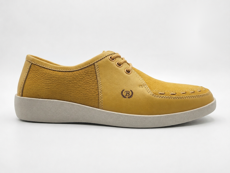 Johnny Famous Bally Style Delancey Men's Yellow Leather Low Top Sneakers