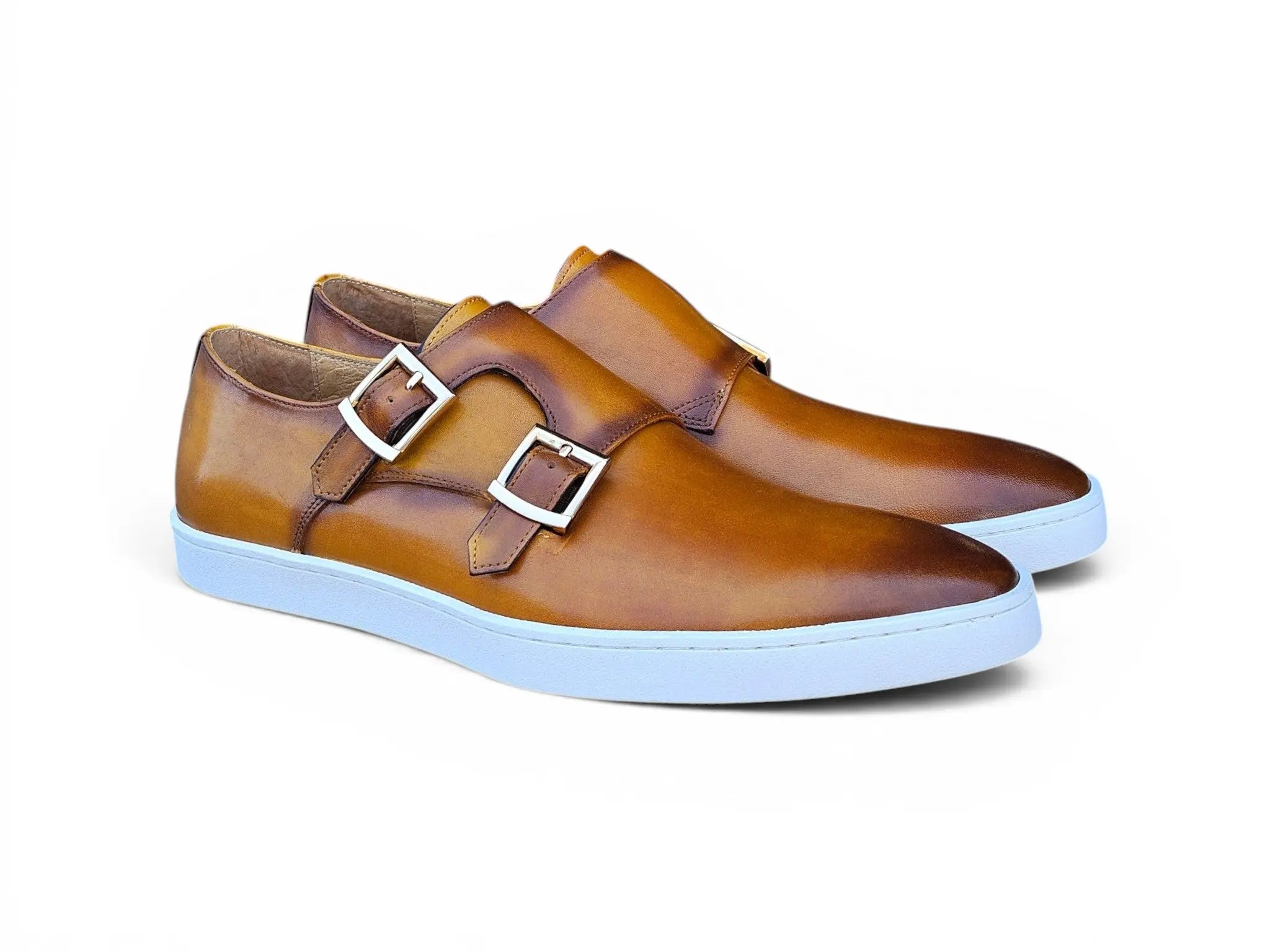 Carrucci Shoes Men's Double Monk Strap Leather Sneaker Comfort KS529 03