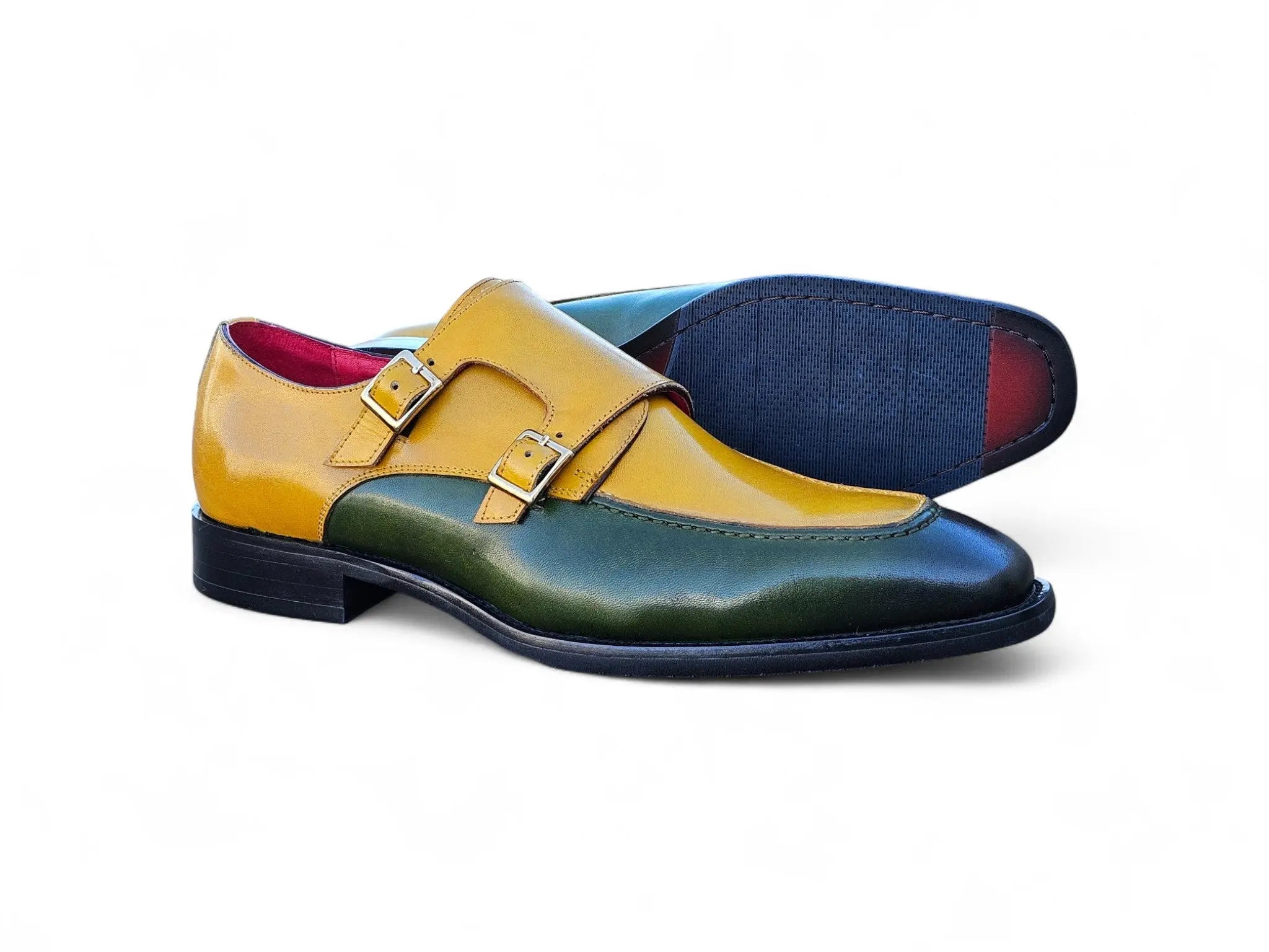 Carrucci Shoes Double Monk Strap Two Tone Calf Leather Loafer KS509 45T view 14