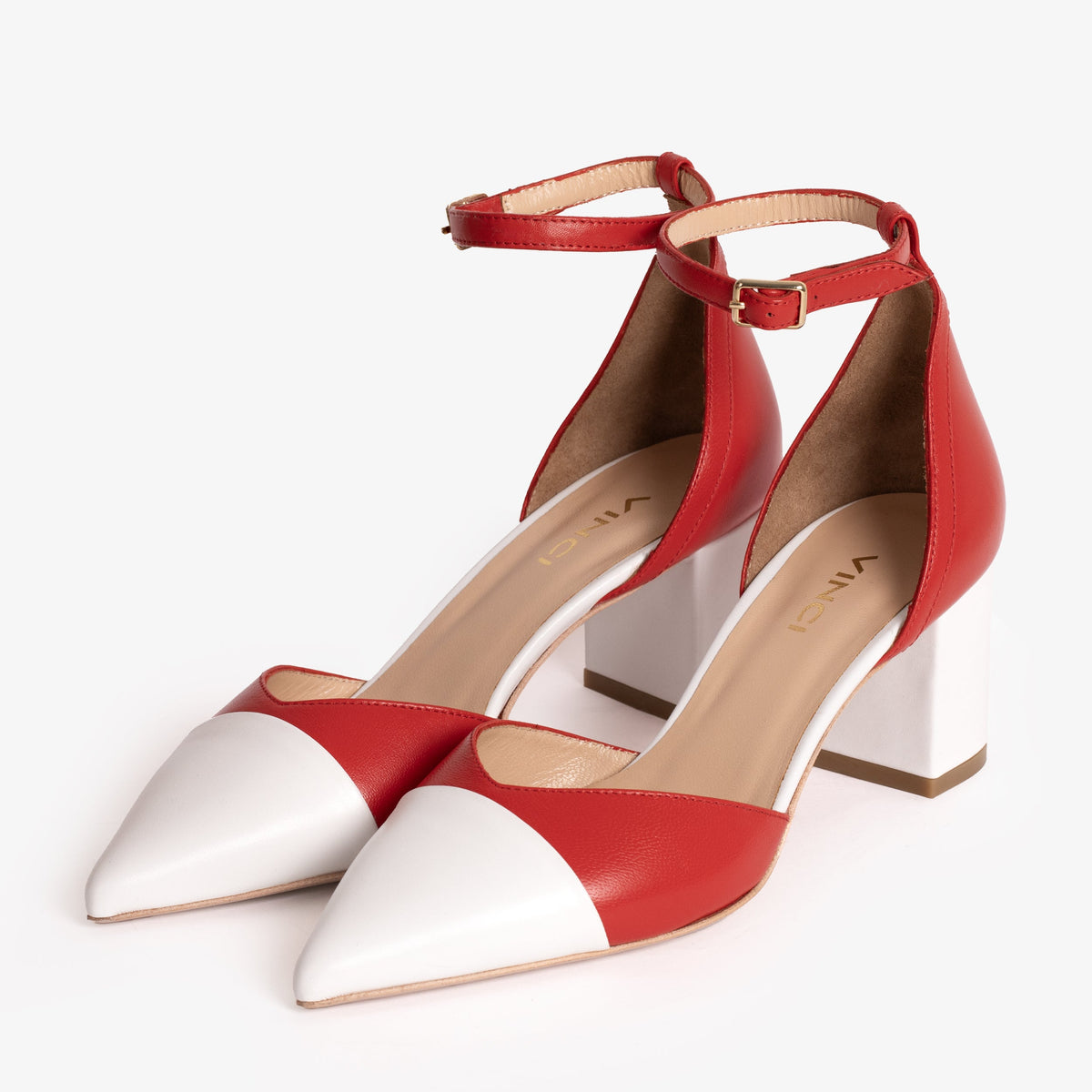 Vinci Leather The Noella Red Leather Women Sandal – product view 2