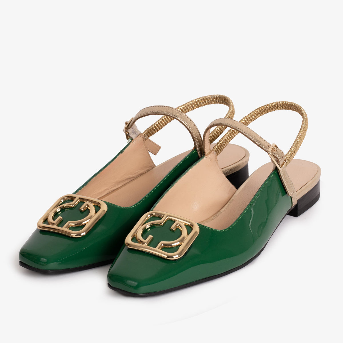 Vinci Leather The Rosalinda Green Patent Leather Women Flat Slingback Sandal – product view 2