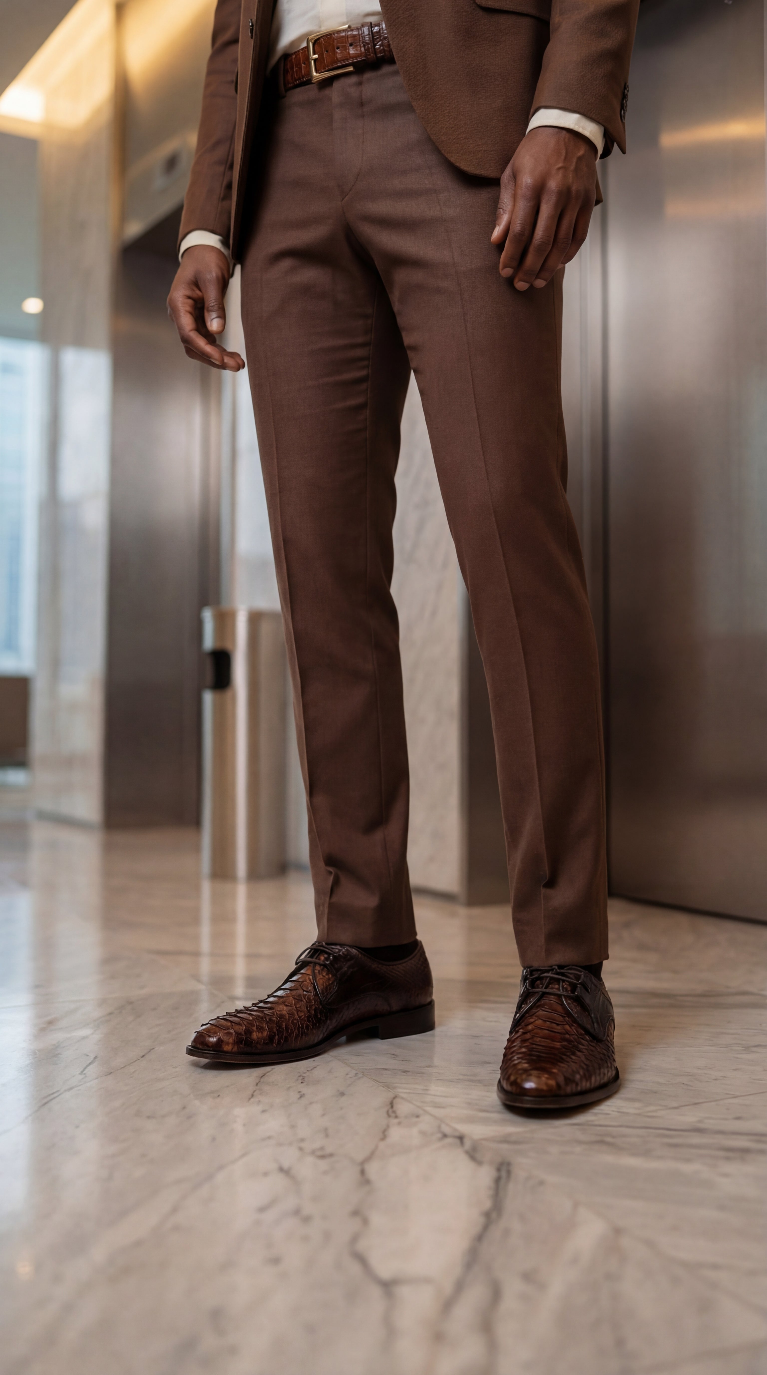 The Valmont Tan Python Leather Derby Men Shoe