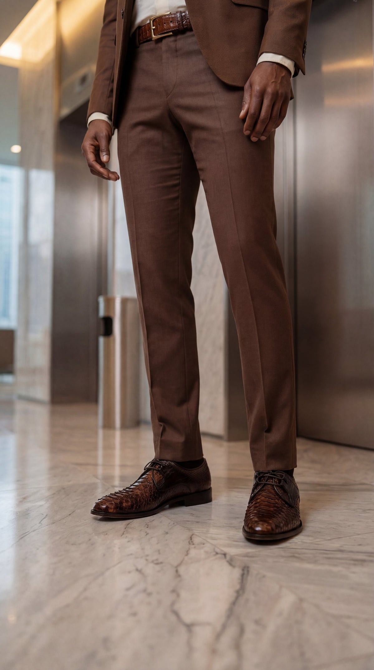 The Valmont Tan Python Leather Derby Men Shoe