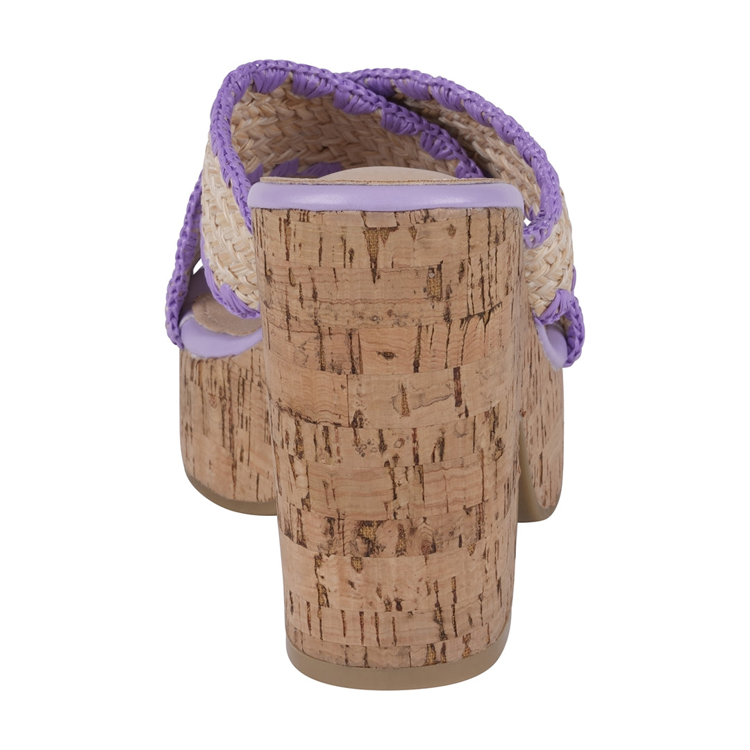 Elsa Lilac Woven Cross Strap Wooden Platform Heeled Sandals – rear view