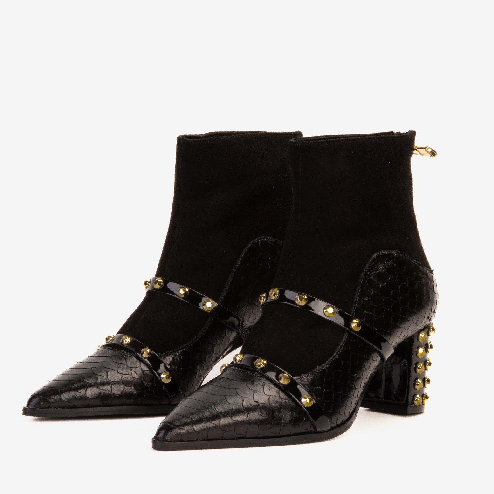 The Valentina Black Leather Block Heel Women Boot