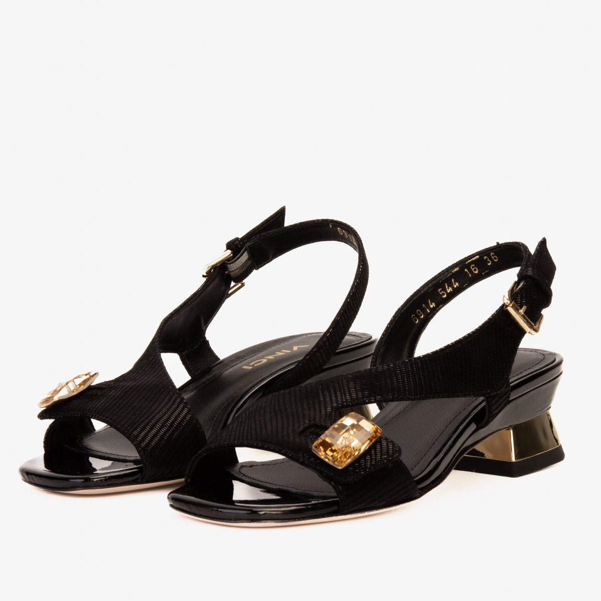 Vinci Leather The Iconic Black Leather Women Sandal – product view 2
