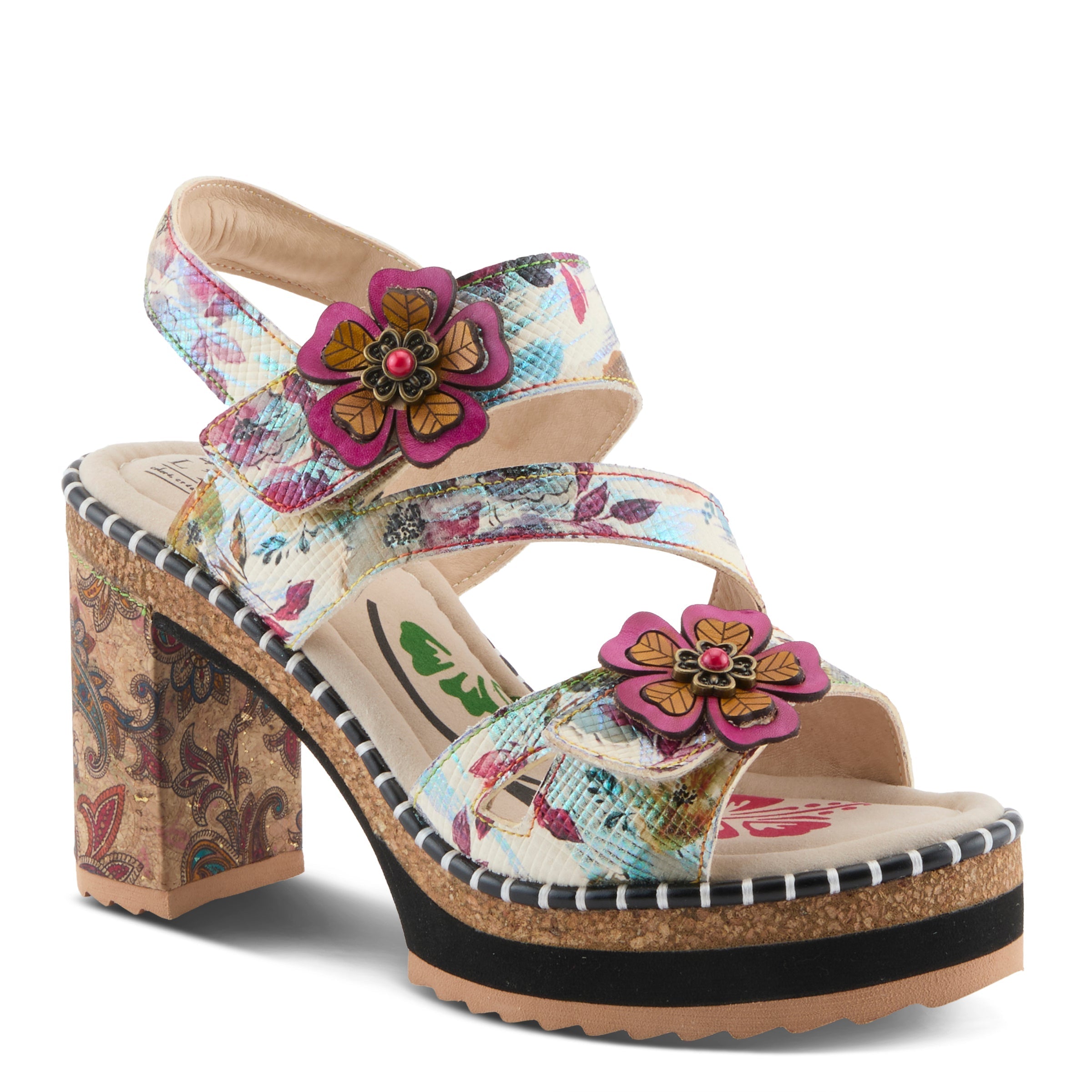 L'Artiste L'ARTISTE ESCAPARTIST SANDAL sandal in blue multi with handcrafted leather design
