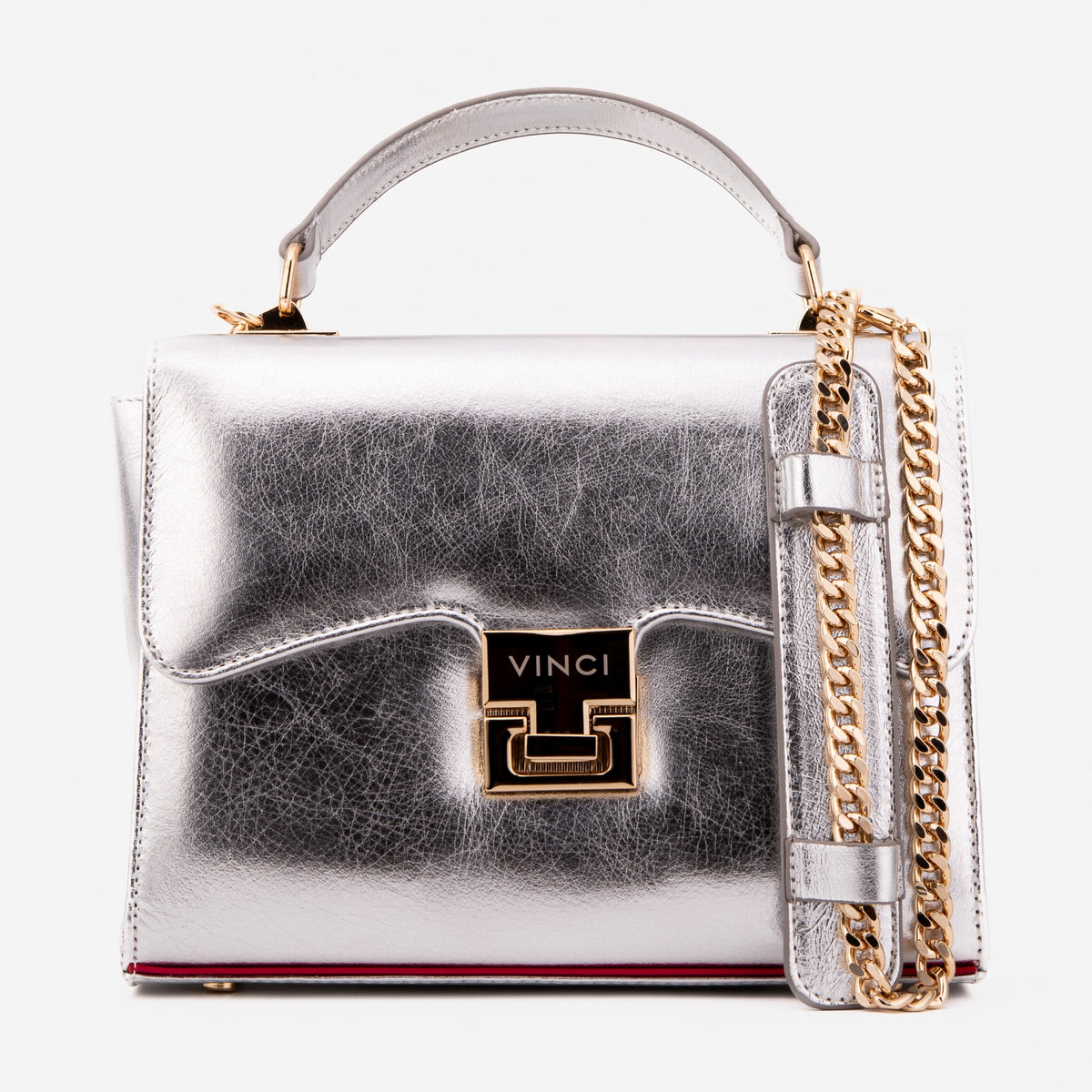 Vinci Leather The Ege Silver Leather Handbag – product view 4