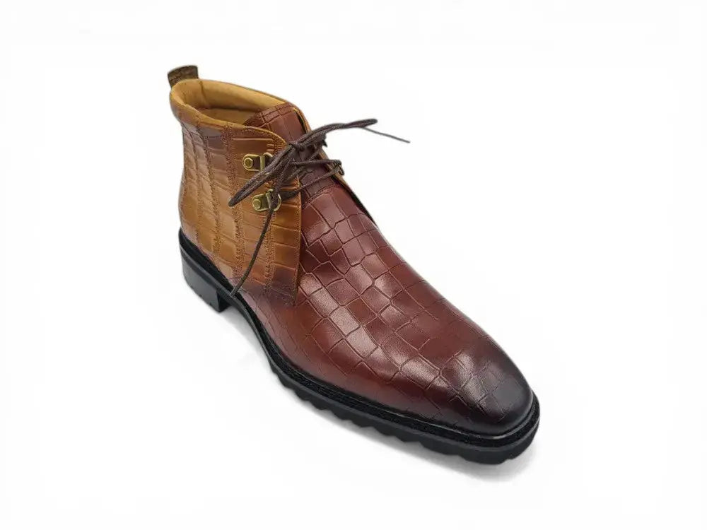 Carrucci Shoes Chukka Boot Leather Alligator Embossed Lug Sole KB520 01 view 6
