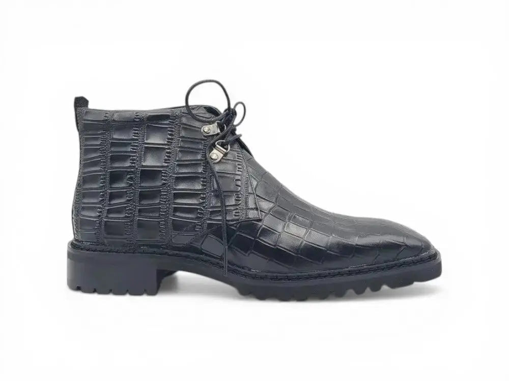 Carrucci Shoes Chukka Boot Leather Alligator Embossed Lug Sole KB520 01 view 8