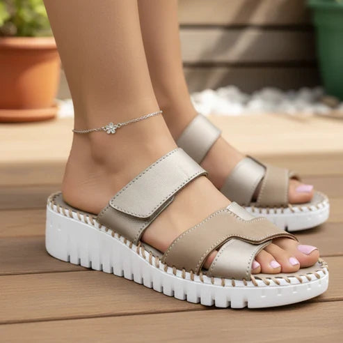 Eric Michael Darien Women’s Leather Wedge Sandal