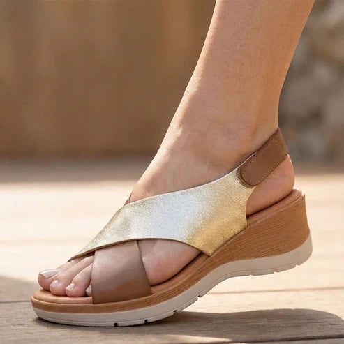 Eric Michael Elena Women’s Leather Wedge Sandal