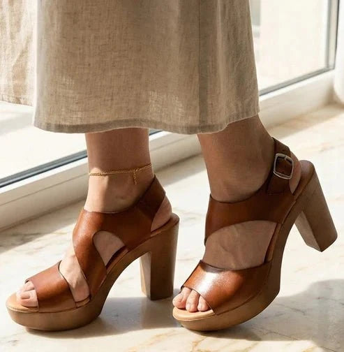 Eric Michael Ginger Women’s Leather Block Heel Sandal