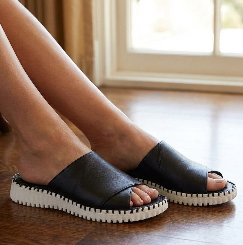 Eric Michael Gloria Leather Slide Sandal