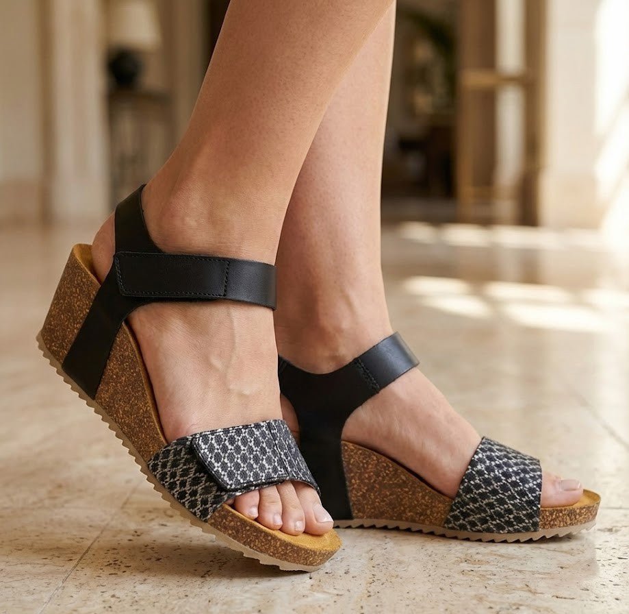 Eric Michael Gypsy Studded Fringe Wedge Sandal