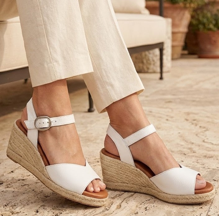 Eric Michael Napa Textured Leather Wedge Sandal