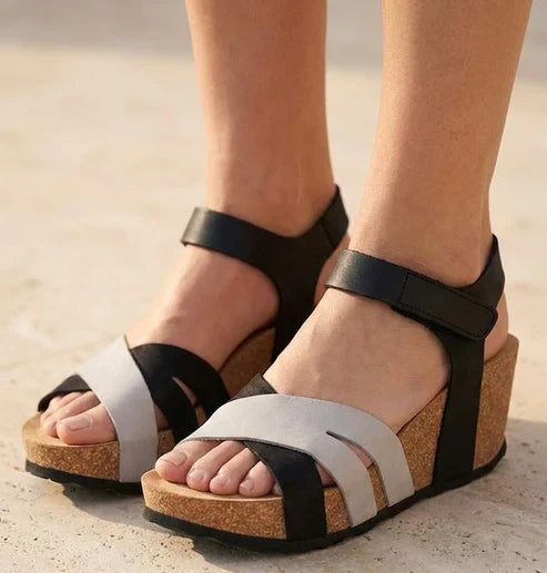 Eric Michael Olympia Women’s Vegetable-Tanned Cork Wedge Sandal